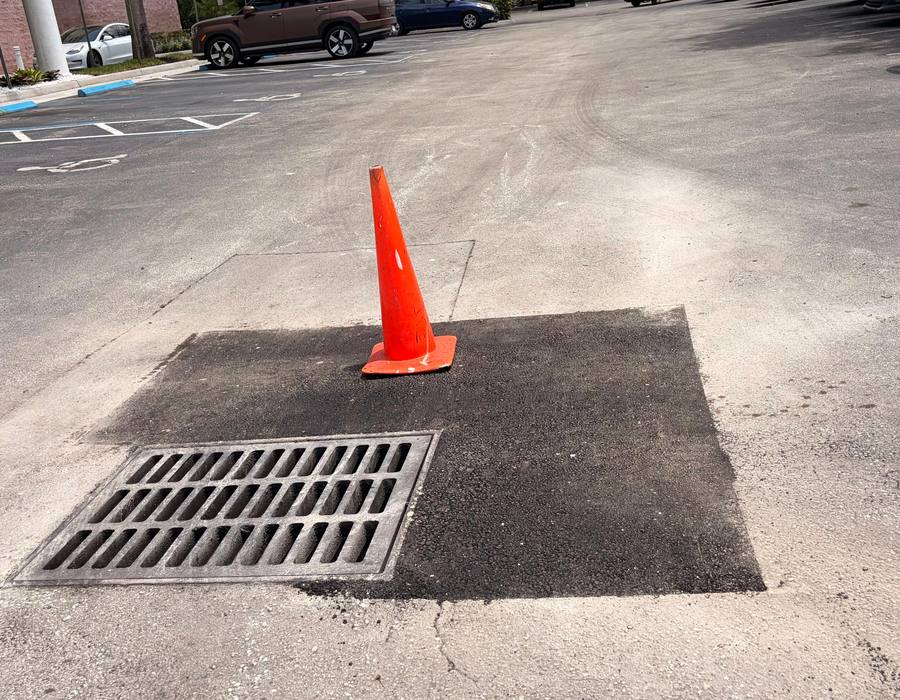 Parking lot drainage and catch basin repair